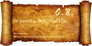 Oriovits Mátyás névjegykártya